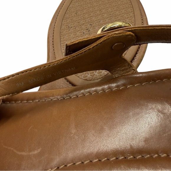 Tory Burch Brown Leather Thong logi sandal size 9 - Picture 12 of 12